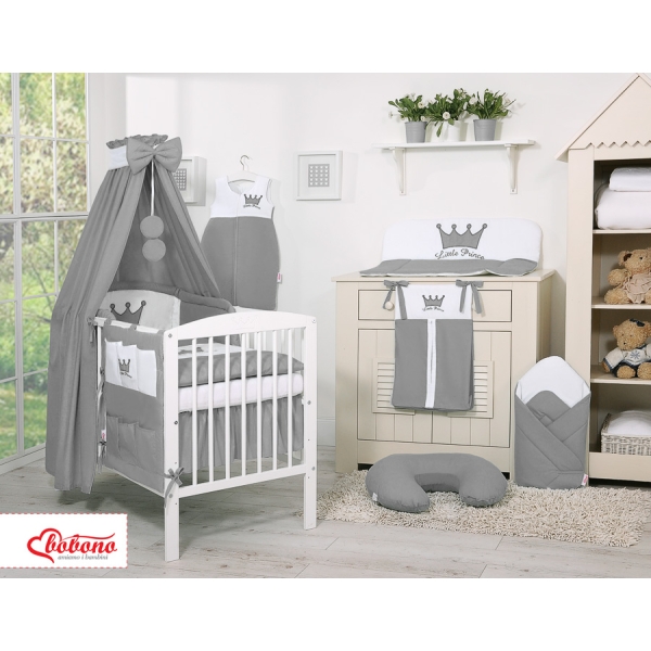 Beddengoed voor Ledikant 5 st met Hemeltje -  Antraciet Little Prince Princess