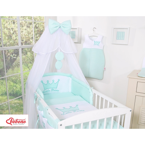 Beddengoedset  Ledikant 7 st met Klamboe - Mint Little Prince Princess