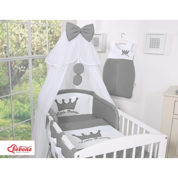 Beddengoedset met Hemeltje Klamboe voor Babybed 5 st -  Antraciet Little Prince Princess