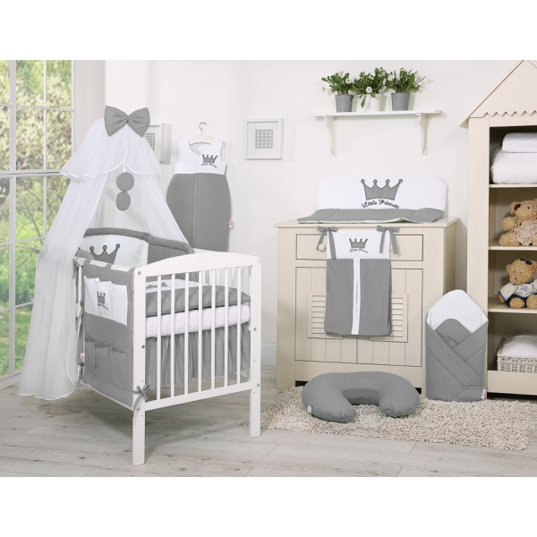 Beddengoedset met Hemeltje Klamboe voor Babybed 5 st -  Antraciet Little Prince Princess