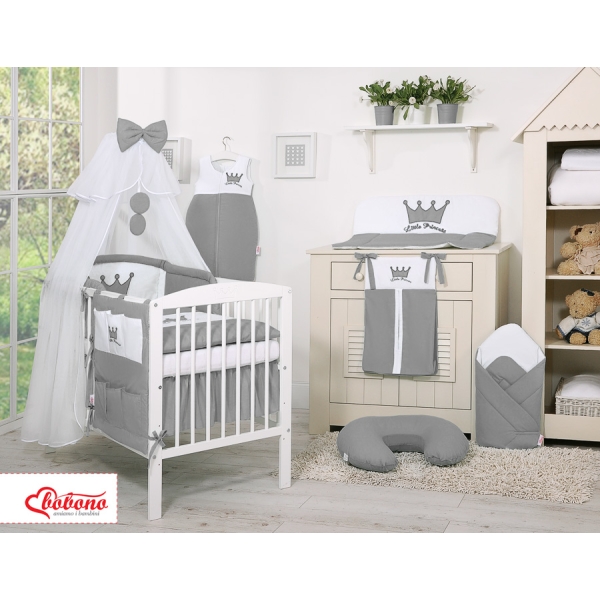 Beddengoedset met Hemeltje Klamboe voor Babybed 5 st -  Antraciet Little Prince Princess