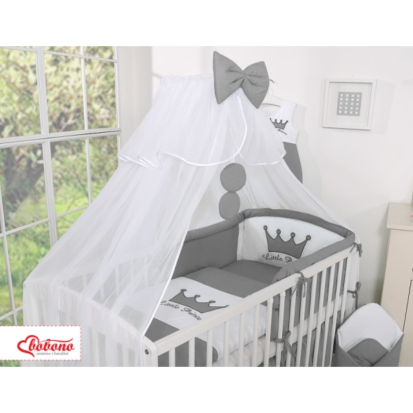 Beddengoedset met Hemeltje Klamboe voor Babybed 5 st -  Antraciet Little Prince Princess