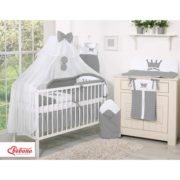 Beddengoedset met Hemeltje Klamboe voor Babybed 5 st -  Antraciet Little Prince Princess
