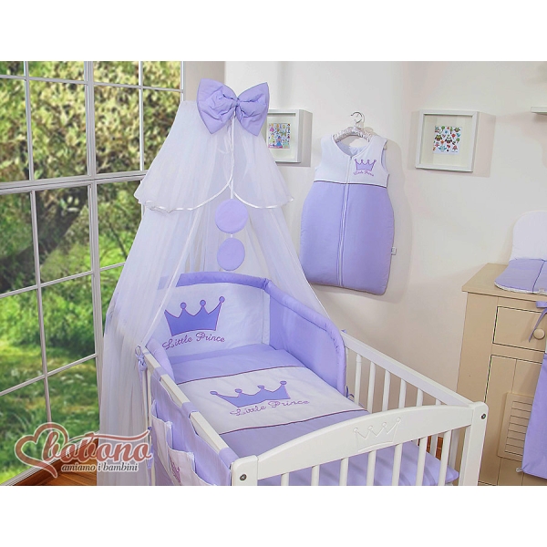 Beddengoedset met Hemeltje Klamboe voor Babybed 5 st -  Purper Little Prince Princess