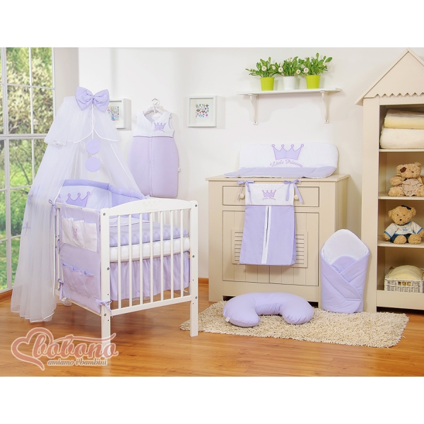 Beddengoedset met Hemeltje Klamboe voor Babybed 5 st -  Purper Little Prince Princess