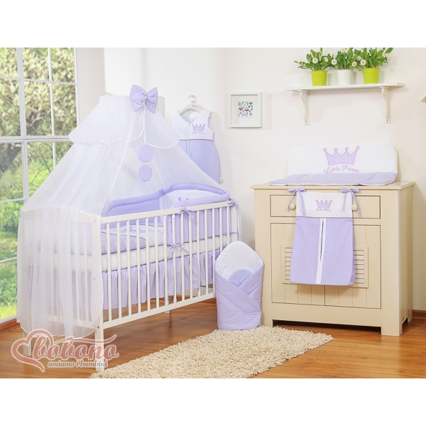 Beddengoedset met Hemeltje Klamboe voor Babybed 5 st -  Purper Little Prince Princess