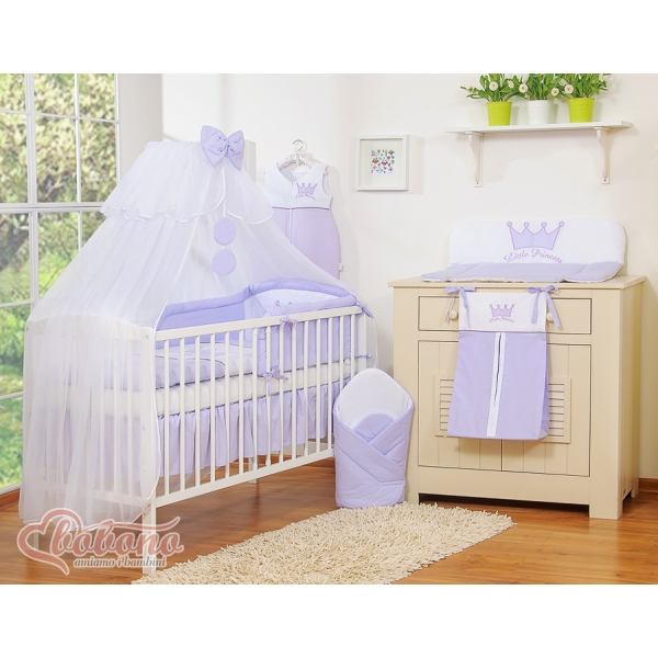 Beddengoedset met Hemeltje Klamboe voor Babybed 5 st -  Purper Little Prince Princess