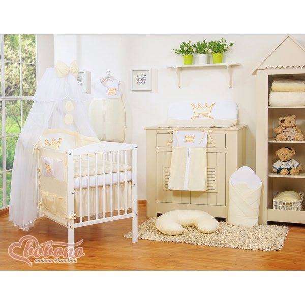 Beddengoedset voor Babybed 5 st met Klamboe -  Ivoor Little Prince Princess