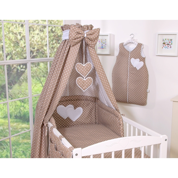 Beddengoedset voor Babybed 7 st met Hemeltje - Harten Bruin