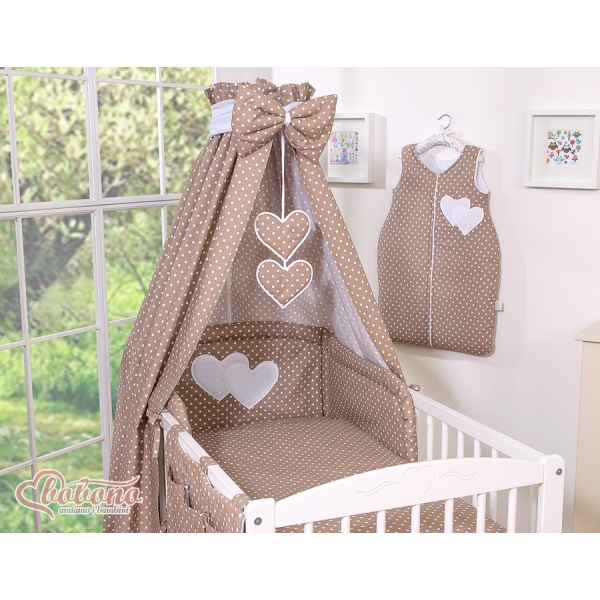 Beddengoedset voor Babybed 7 st met Hemeltje - Harten Bruin
