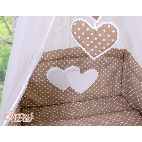 Beddengoedset voor Babybed 7 st met Hemeltje - Harten Bruin