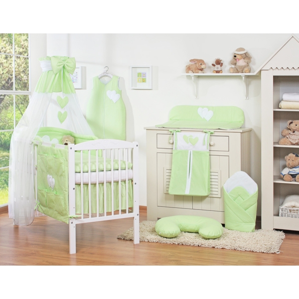Beddengoedset voor Babybed 7 st met Hemeltje - Harten Groen