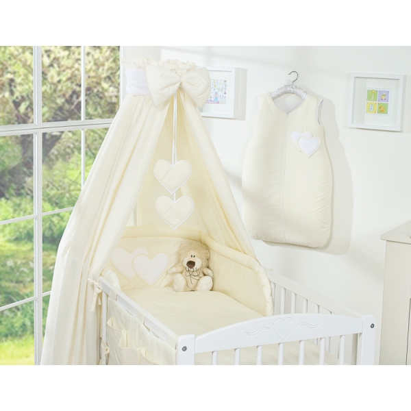 Beddengoedset voor Babybed 7 st met Hemeltje - Harten Ivoor
