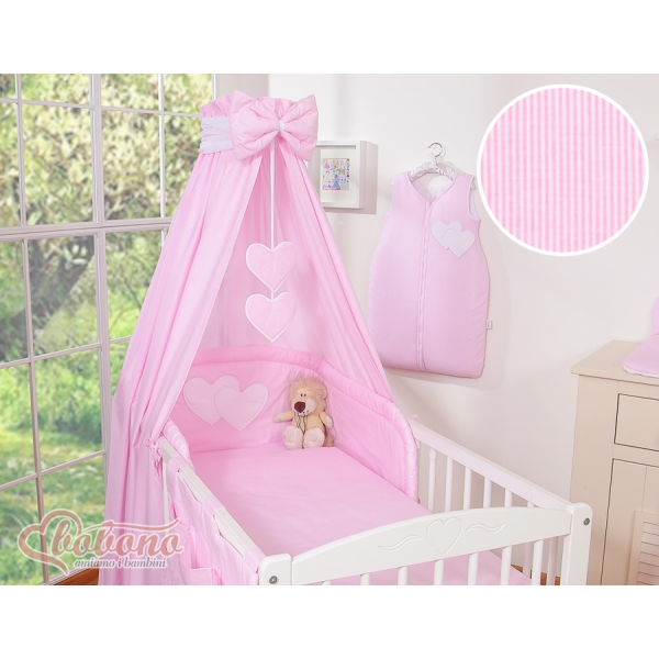 Beddengoedset voor Babybed 7 st met Hemeltje - Harten Roze Snijder