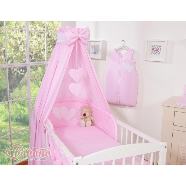 Beddengoedset voor Babybed 7 st met Hemeltje - Harten Roze Snijder