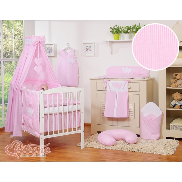 Beddengoedset voor Babybed 7 st met Hemeltje - Harten Roze Snijder