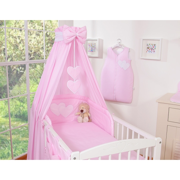 Beddengoedset voor Babybed 7 st met Hemeltje - Harten Roze Snijder