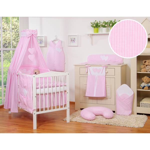 Beddengoedset voor Babybed 7 st met Hemeltje - Harten Roze Snijder