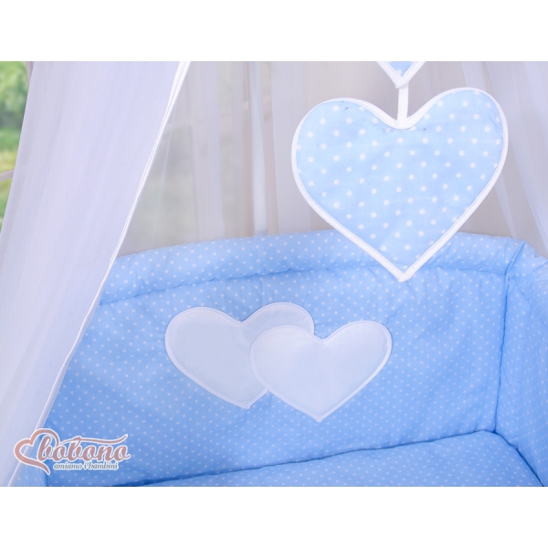 Beddengoedset voor Kinderbed 11 st met Hemeltje - Harten Blauw Polkaprikker