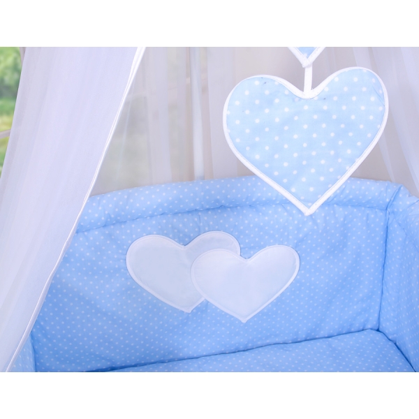 Beddengoedset voor Kinderbed 11 st met Hemeltje - Harten Blauw Polkaprikker