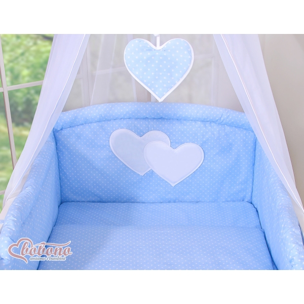 Beddengoedset voor Kinderbed 11 st met Hemeltje - Harten Blauw Polkaprikker