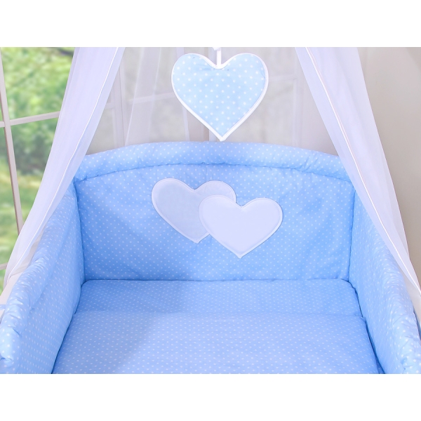 Beddengoedset voor Kinderbed 11 st met Hemeltje - Harten Blauw Polkaprikker