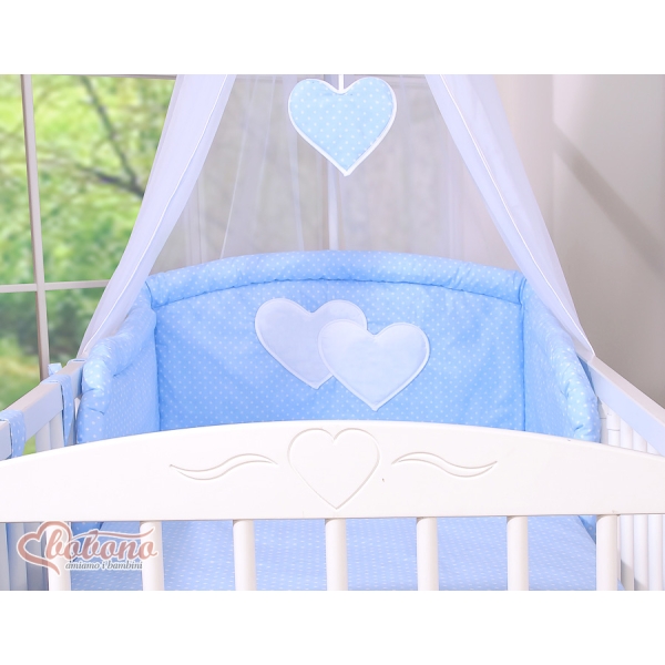 Beddengoedset voor Kinderbed 11 st met Hemeltje - Harten Blauw Polkaprikker