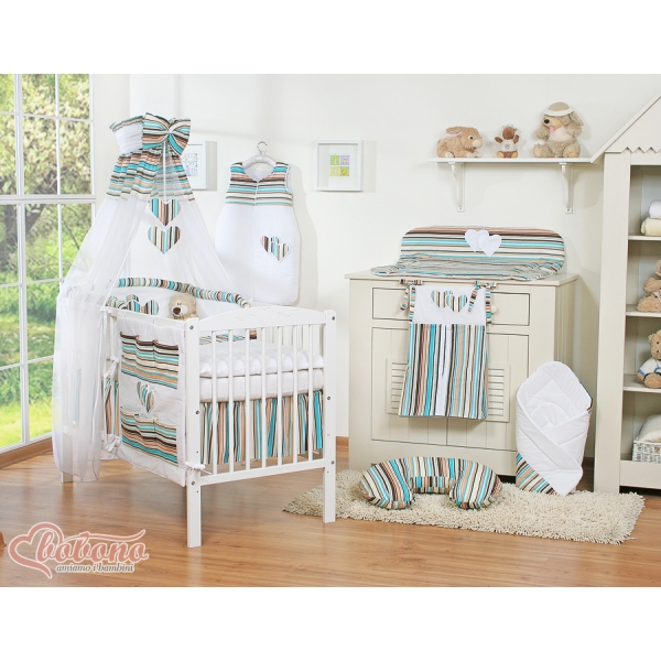 Beddengoedset voor Kinderbed 11 st met Hemeltje - Harten Bruin