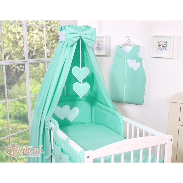 Beddengoedset voor Kinderbed 11 st met Hemeltje - Harten Mint