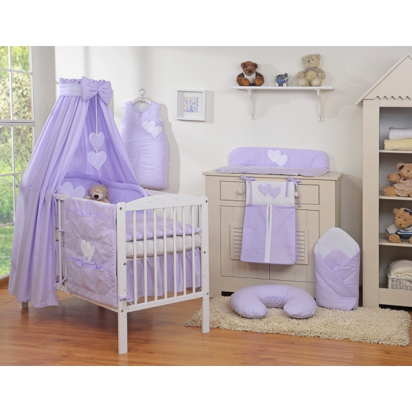 Beddengoedset voor Kinderbed 11 st met Hemeltje - Harten Purper