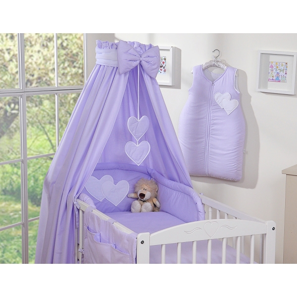 Beddengoedset voor Kinderbed 11 st met Hemeltje - Harten Purper