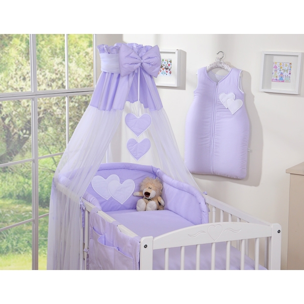 Beddengoedset voor Kinderbed 11 st met Hemeltje - Harten Purper
