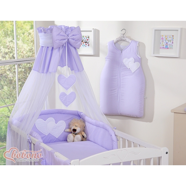 Beddengoedset voor Kinderbed 11 st met Hemeltje - Harten Purper