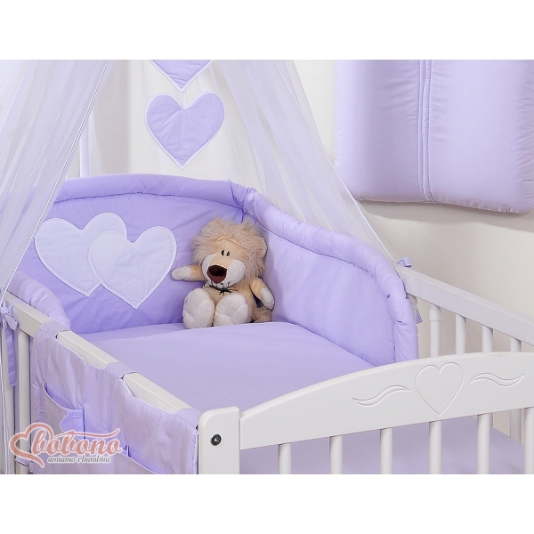 Beddengoedset voor Kinderbed 11 st met Hemeltje - Harten Purper