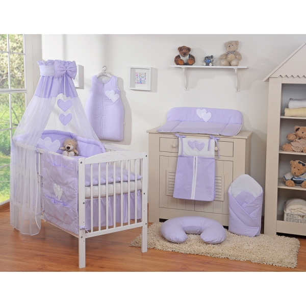 Beddengoedset voor Kinderbed 11 st met Hemeltje - Harten Purper