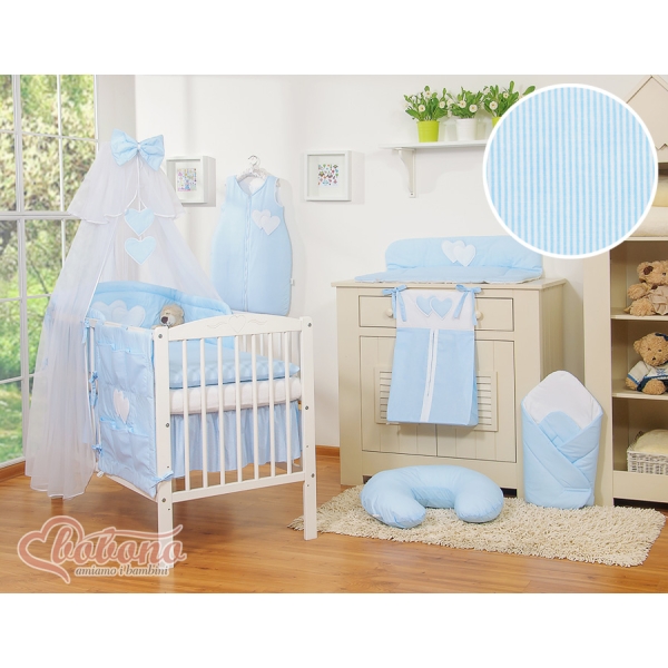 Beddengoedset voor Kinderbed 11 st met Klamboe - Harten Blauw Snijder