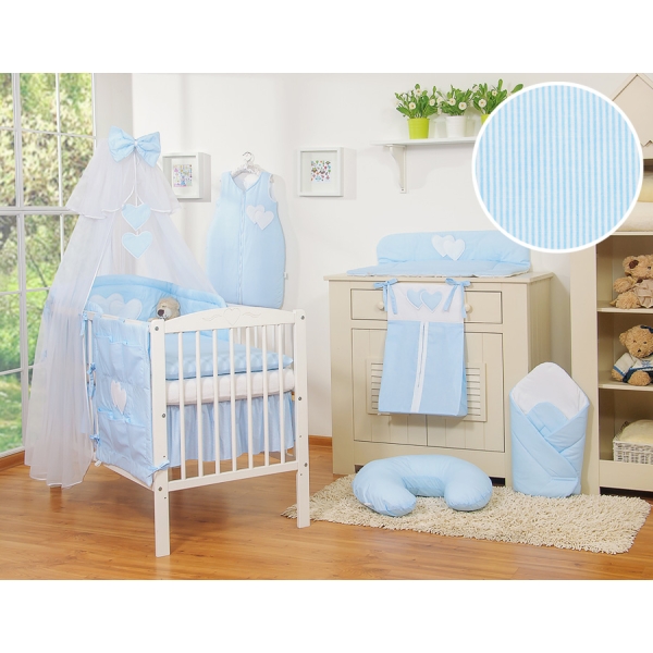 Beddengoedset voor Kinderbed 7 st met Klamboe - Harten Blauw Snijder