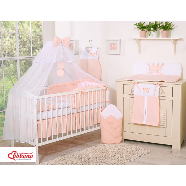 Beddengoedset voor Ledikant 7 st met Muskietennet met sluierstang -  Poederroze Little Prince Princess