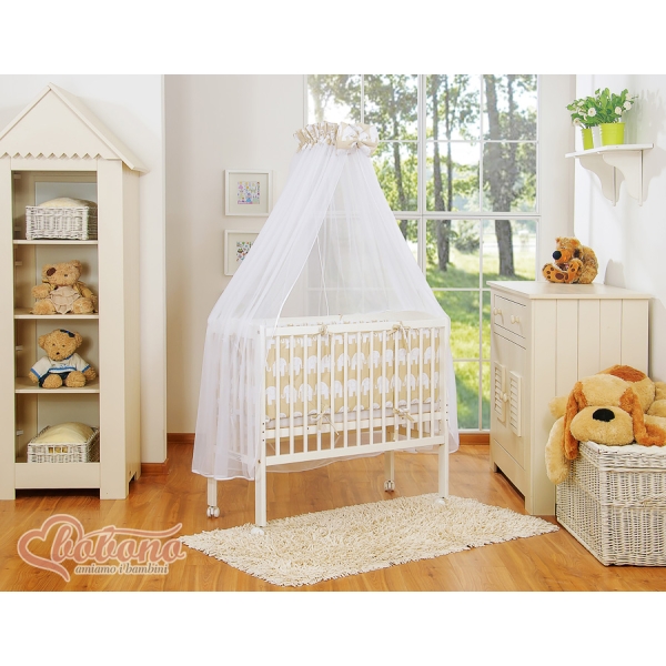 Bedkant Wieg met Matras en beddengoed -  Beige