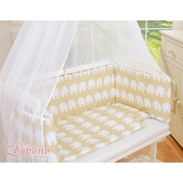 Bedkant Wieg met Matras en beddengoed -  Beige