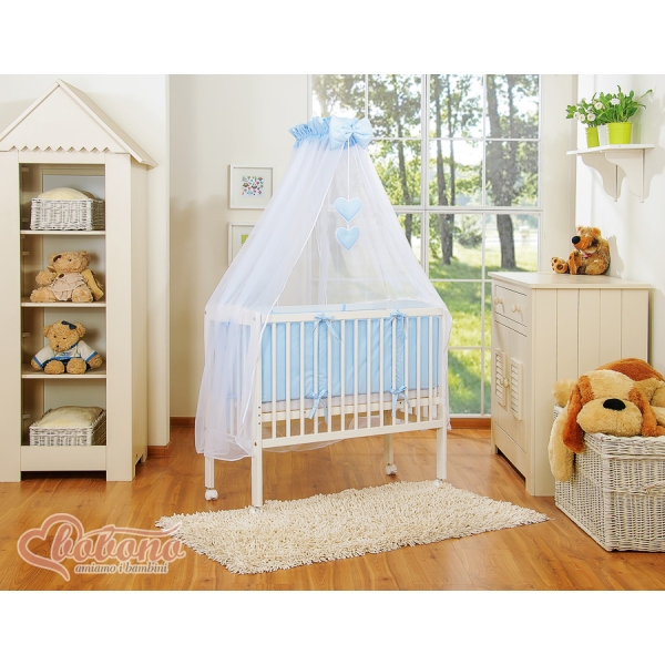 Bedkant Wieg met Matras en beddengoed -  Blauw