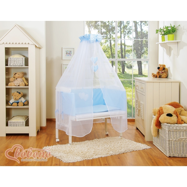 Bedkant Wieg met Matras en beddengoed -  Blauw