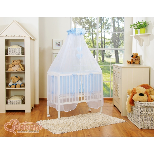 Bedkant Wieg met Matras en beddengoed -  Blauw