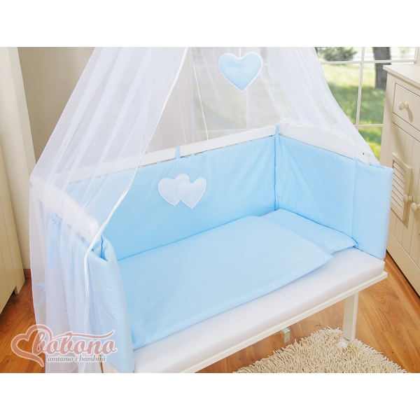 Bedkant Wieg met Matras en beddengoed -  Blauw