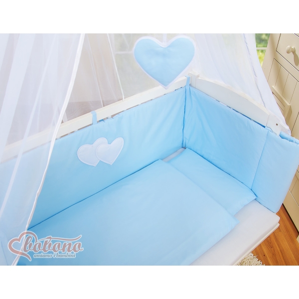 Bedkant Wieg met Matras en beddengoed -  Blauw