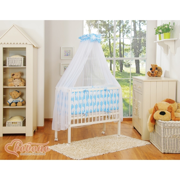 Bedkant Wieg met Matras en beddengoed -  Blauw