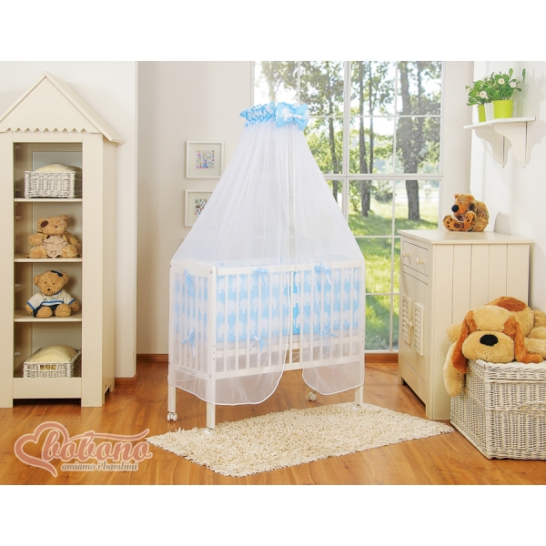 Bedkant Wieg met Matras en beddengoed -  Blauw