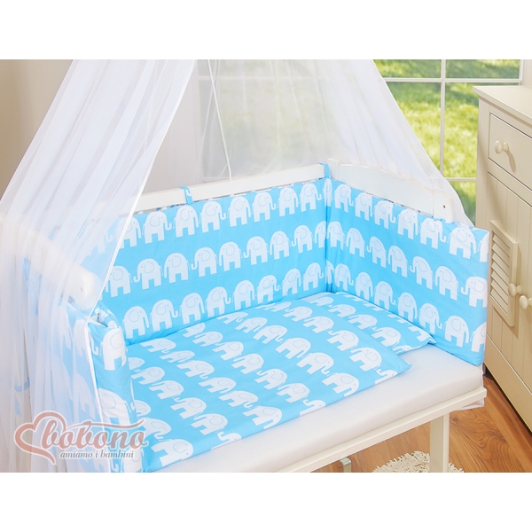 Bedkant Wieg met Matras en beddengoed -  Blauw