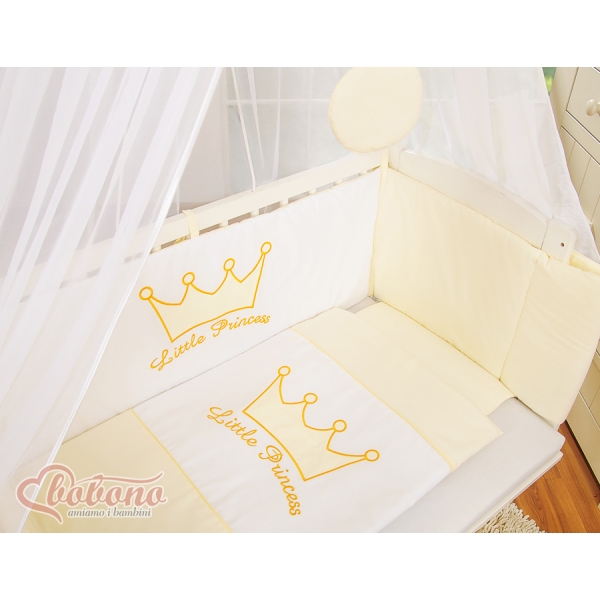Bedkant Wieg met Matras en beddengoed -  Ivoor Little Prince Princess