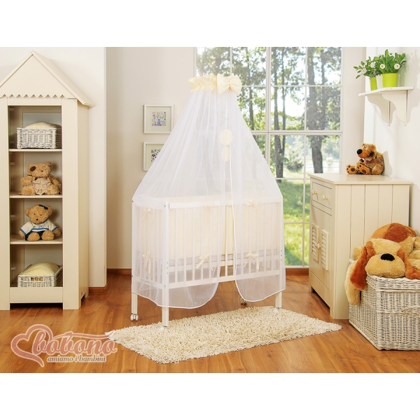 Bedkant Wieg met Matras en beddengoed -  Ivoor Little Prince Princess